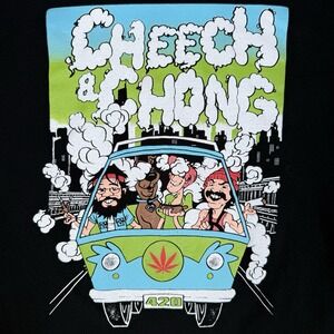 Cheech & Chong Russell Athletic Shirt Men's Large Black Graphic Print Scooby 420